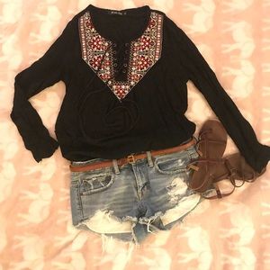 Boho Embroidered Top